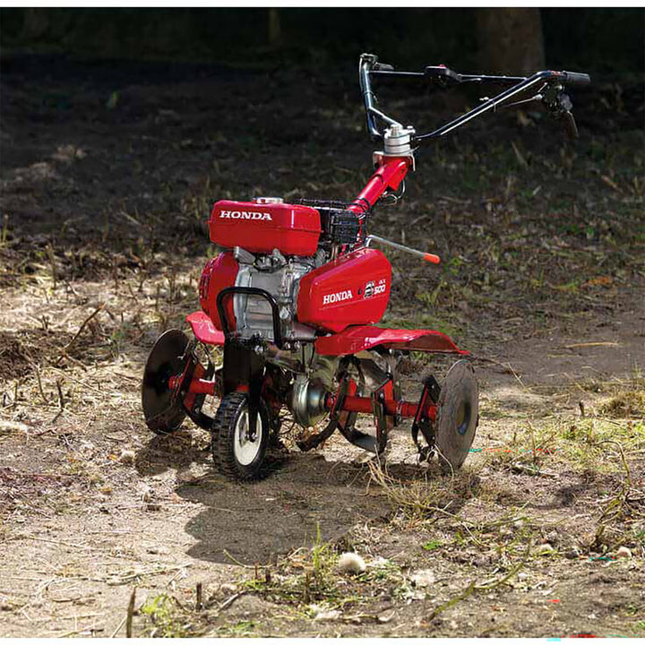 Motobineuse Honda FJ500DER vue latérale avec guidon réglable et fraises arrière

