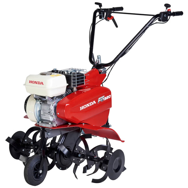 Motobineuse compacte Honda FG 320 vue latérale avec poignées ergonomiques
