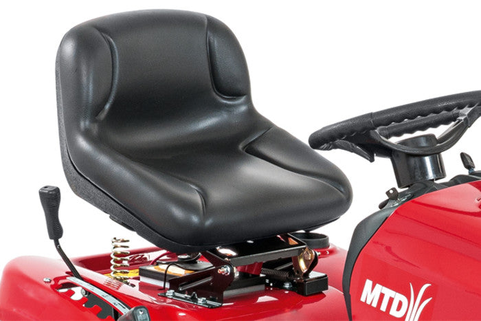 Tondeuse autoportée MTD 96 avec éjection latérale, moteur thermique et coupe large de 96 cm, idéale pour les grandes pelouses