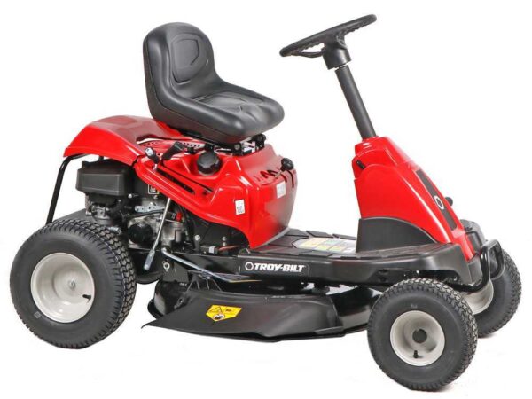 Tondeuse autoportée Troy-Bilt TB 76T-S avec design compact, siège confortable et large plateau de coupe 