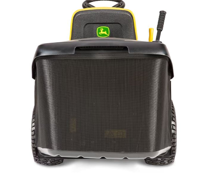 Bac de ramassage arrière de la John Deere X117R, facilement amovible pour un entretien pratique et rapide